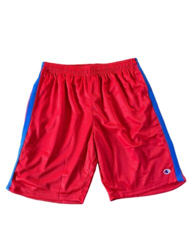 Champion Basketball Shorts Mens~Size Small Red Mesh~Blue Stripes~ Gym NEW