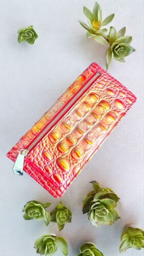 ✨New Women's Brahmin Melbourne Ady Leather Wallet INFUSION OMBRE Orange Genuine!