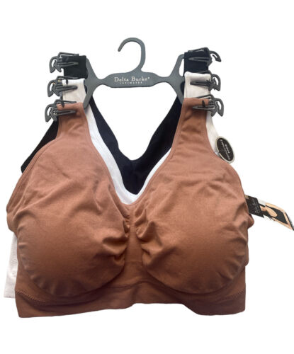 Delta Burke 3-Pack Seamless Bras Size 2X Soft Comfort Lounge Removable Pads NEW