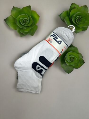 Fila Mens 12 Pair Athletic Quarter Socks~Multicolor Size 6-12-Aerated Mesh~NEW