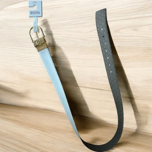 Michael Kors Belt Twist Reversible Leather MK Logo Buckle White /Brown Logo