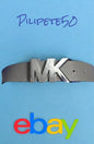 MICHAEL KORS BELT REVERSIBLE BLACK MK LOGO TO SOLID GRAY SILVER MK LOGO BUCKLE