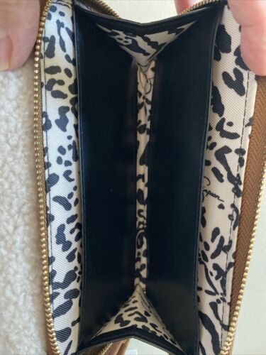 Jessica Simpson Vienna Trifold Wristlet Wallet Shearling Sherpa Almond Brown