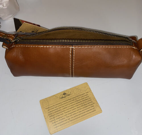 Patricia Nash Isla Oblong Italian Leather Wristlet Veg Tan NEW