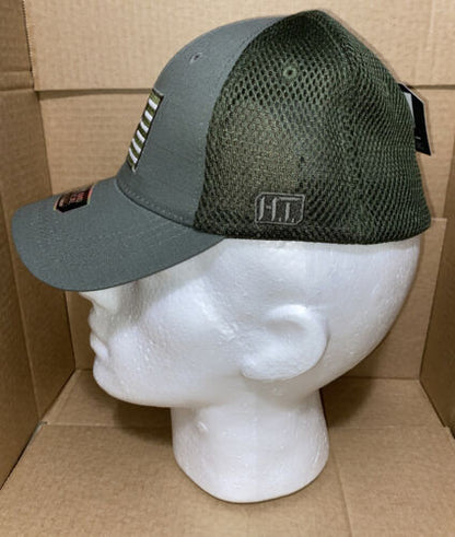 Highland Tactical Hat Khaki Green With US Flag Punisher Logo