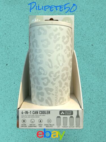 HydraPeak~4 In 1 Can Cooler~ Non Slip Rubber Base~Cream Leopard ~GREAT PURCHASE!