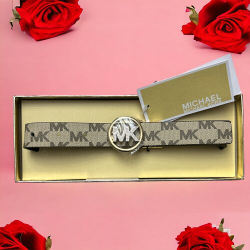 MICHAEL KORS Women Belt Reversible Gift Box New Size L/XL Brown MSRP $98~LOVELY!