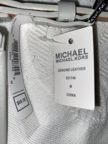 MICHAEL KORS Fanny Pack White Light Gray Edge And Logo Med  Genuine Leather!