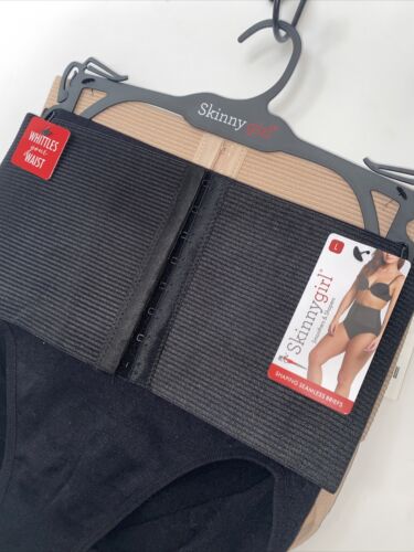 SKINNYGIRL SHAPING 2 PCK ELASTIC BAND HOOK&EYE BRIEFS~WHITTLE YOUR WAIS~SG7614~L