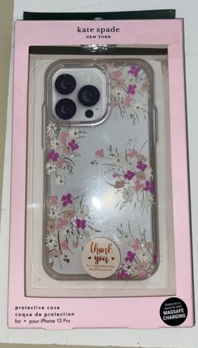 Kate Spade Phone Case 13 Pro Floral Metallic Rhinestones￼ iPhone NIB BEAUTIFUL!