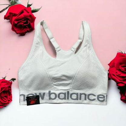 NEW BALANCE Medium Impact Sports Bra Style R000300~ Size XL~WHITE~ EXCELLENT FIT