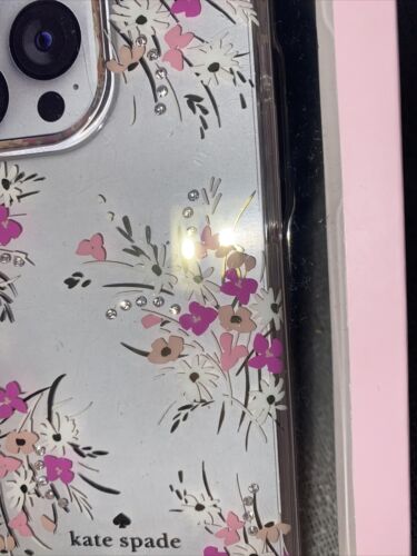 Kate Spade Phone Case 13 Pro Floral Metallic Rhinestones￼ iPhone NIB BEAUTIFUL!