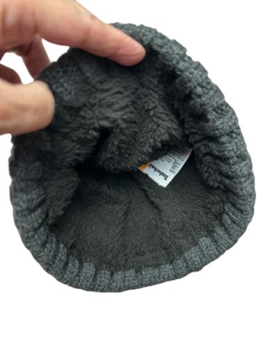 Timberland Knit Hat Pom-Pom Faux Fur Beanie Hat Charcoal~Women~Fleece Lined~WARM