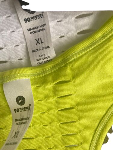 90 Degree By Reflex~Seamless High Octane Perforated~Lime & White Bra Set-2~LARGE