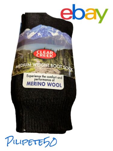 Clear Creek Medium Weight Boot Sock Merino Wool Blend Size 6-12