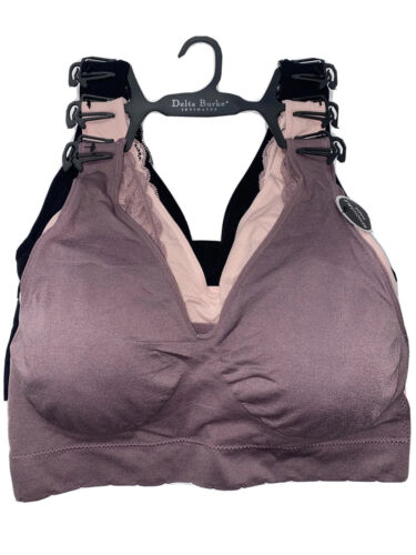 Delta Burke 3-Pack Seamless Bras Size 3X Soft Comfort Lounge Removable Pads