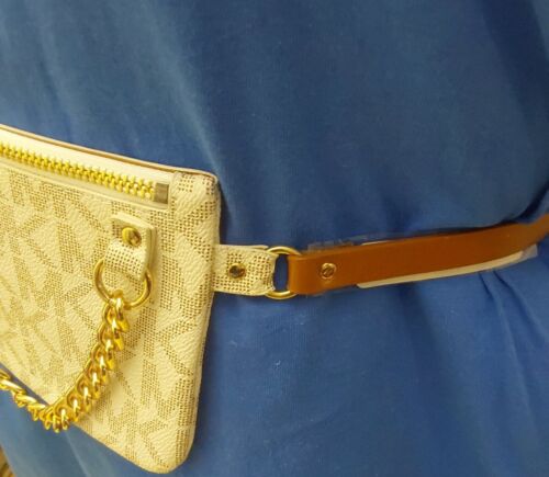 MICHAEL KORS FANNY PACK VANILLA GOLD CHAIN ZIPPER WOW! SIZE MEDIUM !