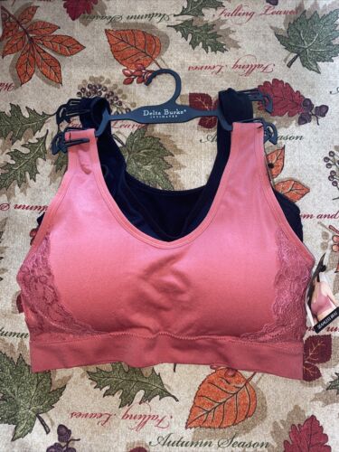 Delta Burke 2-Pack Seamless Bras Size 1X Soft Comfort Lounge Removable Pads NEW