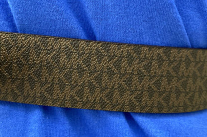 MICHAEL KORS BELT CHOCOLATE MK LOGO WITH LARGE MK LOGO GOLD ROUND BUCKLE YES!!