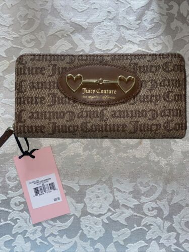 Juicy Couture Gothic Status Brown Logo Wallet  Card Organizer Heat Accent CUTE!