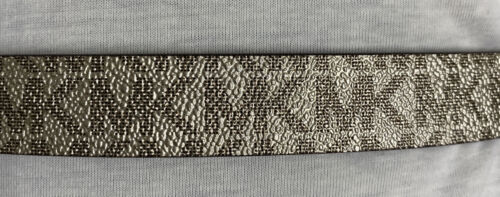 Michael Kors belt glittery gold printed MK logo gold rectangle buckle "Skinny" M