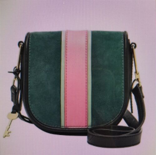 FOSSIL RUMI Alpine Green Crossbody Handbag Saddle Leather/Suede ZB7393307 $158