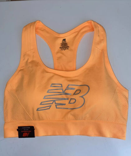 NEW BALANCE Medium Impact Sports Bra Style # 111048 Size XXL Orange Impulse CUTE