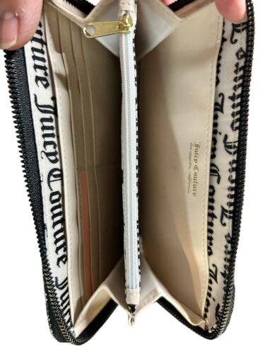 JUICY COUTURE WALLET ORGANIZER- CLUTCH PLATE LOGO & ZIP AROUND~PRETTY BOW LARGE
