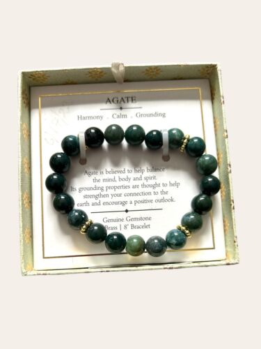 SHIVAM GENUINE GEMSTONE  AGATE  BRACELET~HARMONY, CALM, GROUNDING~UNIQUE! NIB