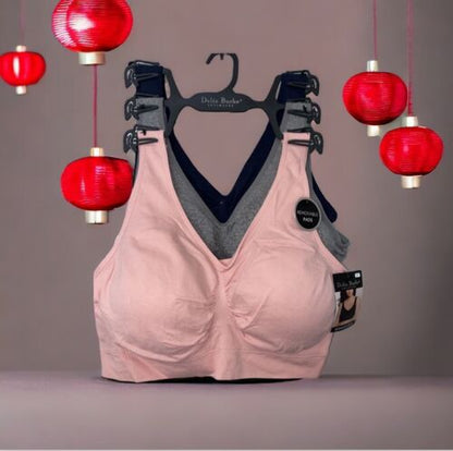 DELTA BURKE 3 Pack SEAMLESS BRAS~ REMOVABLE CUP~MULTICOLOR~BEAUTIFUL ~GREAT FIT!