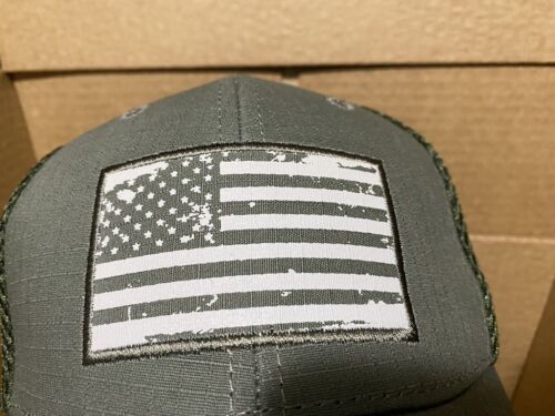 Highland Tactical Hat Khaki Green With Distressed American Flag