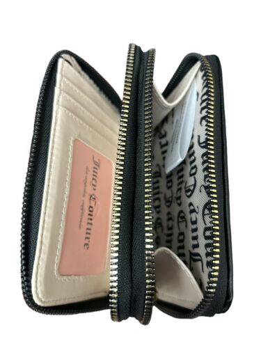 Juicy Couture Wallet-Black Taupe Liquorice Flawless Medium Double Zip Around