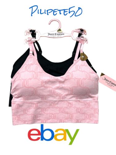 Juicy Couture Intimates Bralettes ~Pink/Black Logo~JC6979~2Pack~Sz MEDIUM ~CUTE