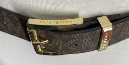 MICHAEL KORS BELT CHOCOLATE WITH LARGE MK LOGO WITH GOLD BUCKLE NICE!!!