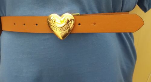 JUICY COUTURE BELT REVERSIBLE BLACK TO TAN WITH GOLD HEART BUCKLE BEAUTIFUL!!
