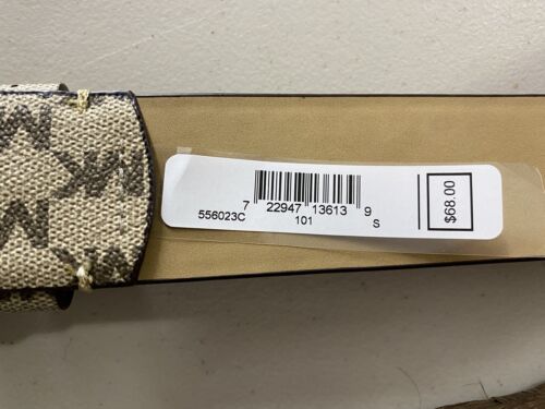 MICHAEL KORS BELT BEIGE  WITH MK LOGO WITH RIVET BELT LOOP GOLD BUCKLE  EYELETS