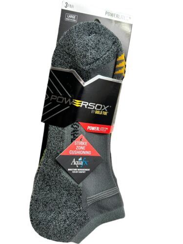 GOLDTOE Powersox PowerLites Arch Support No Show Socks 3 Pair Black/Gray 9-12.5