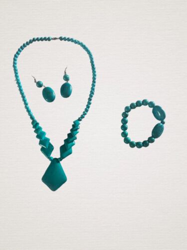 Turquoise Jewelry Set  Handcrafted Necklace, Bracelet & Earrings ~ BEAUTIFUL!!!