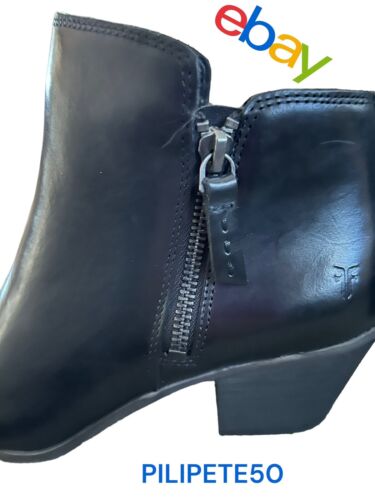 Frye Women’s Black Leather Judith Double Zip Heeled Booties Side Zips US 9 NWT