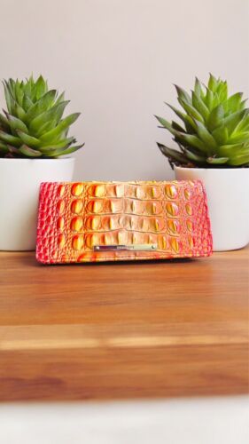 ✨New Women's Brahmin Melbourne Ady Leather Wallet INFUSION OMBRE Orange Genuine!