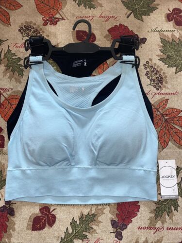 Jockey Women's 2 PckRe~movable Cup Seamless Bra -Black/Light Blue ~JL065~Size XL