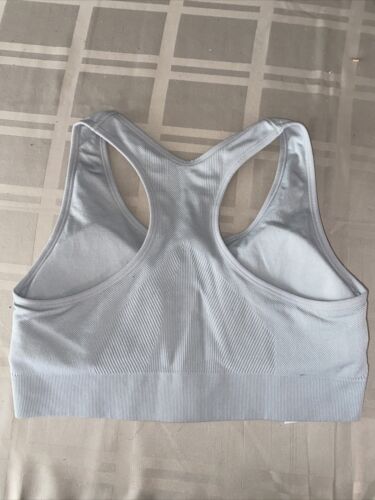 NEW BALANCE Medium Impact Sports Bra Style #R000440 GRAY~ FRONT ZIP LOGO