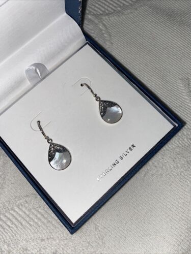 Annika Witt Made in Bali.925 Sterling Silver Small Mother of Pearl Earrings- NEW