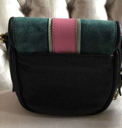 FOSSIL RUMI Alpine Green Crossbody Handbag Saddle Leather/Suede ZB7393307 $158