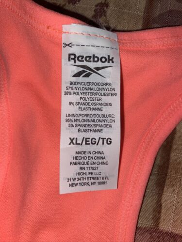 Reebok Tone Seamless Bra Electric Coral Heather Medium Support XLarge MSRP $40