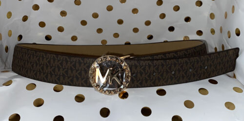 MICHAE KORS BELT BROWN W/MK LOGO AND BEAUTIFUL MK GOLD BUCKLE MK~ SO STYLISH!!!