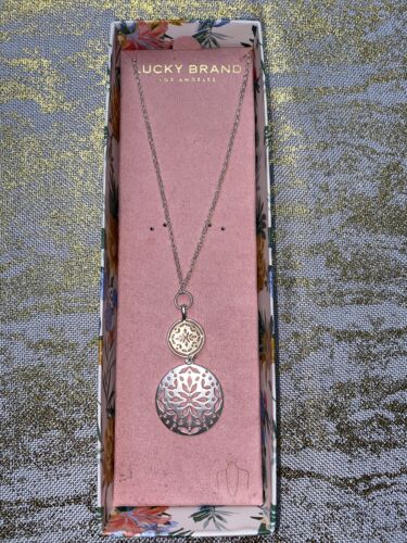 Lucky Brand Silver & Gold Tone Circle Pendant Necklace NIB MSRP $39 LUCKY 🍀