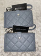 STEVE MADDEN BLUE SLATE WRISTLET  FOLD OUT DOUBLE ZIPPER SMOOTH TEXTURE CLASSY