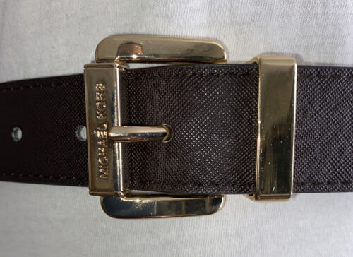 MICHAEL KORS BELT REVERSIBLE BROWN/WHITE MK LOGO LARGE