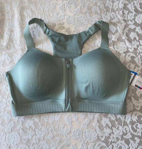 LAYER 8 MAXIMUM SUPPORT SIZE Small Sport Bra MULTI-Green Fitted Front Zipper-NEW